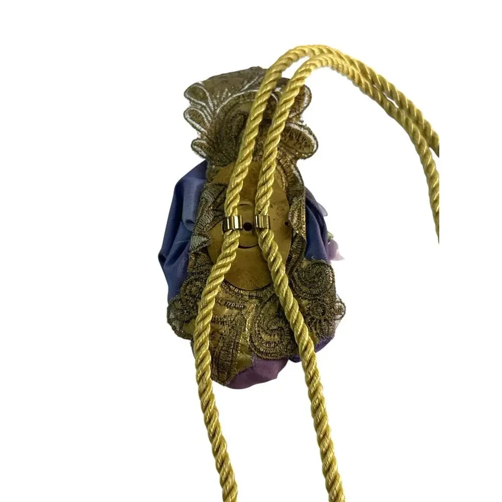 Ornate Purple Gold Jeweled Floral Curtain Tieback Tassel 19” Single